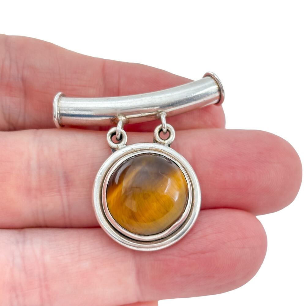 Vintage Sterling Silver 925 Tiger Eye Pendant